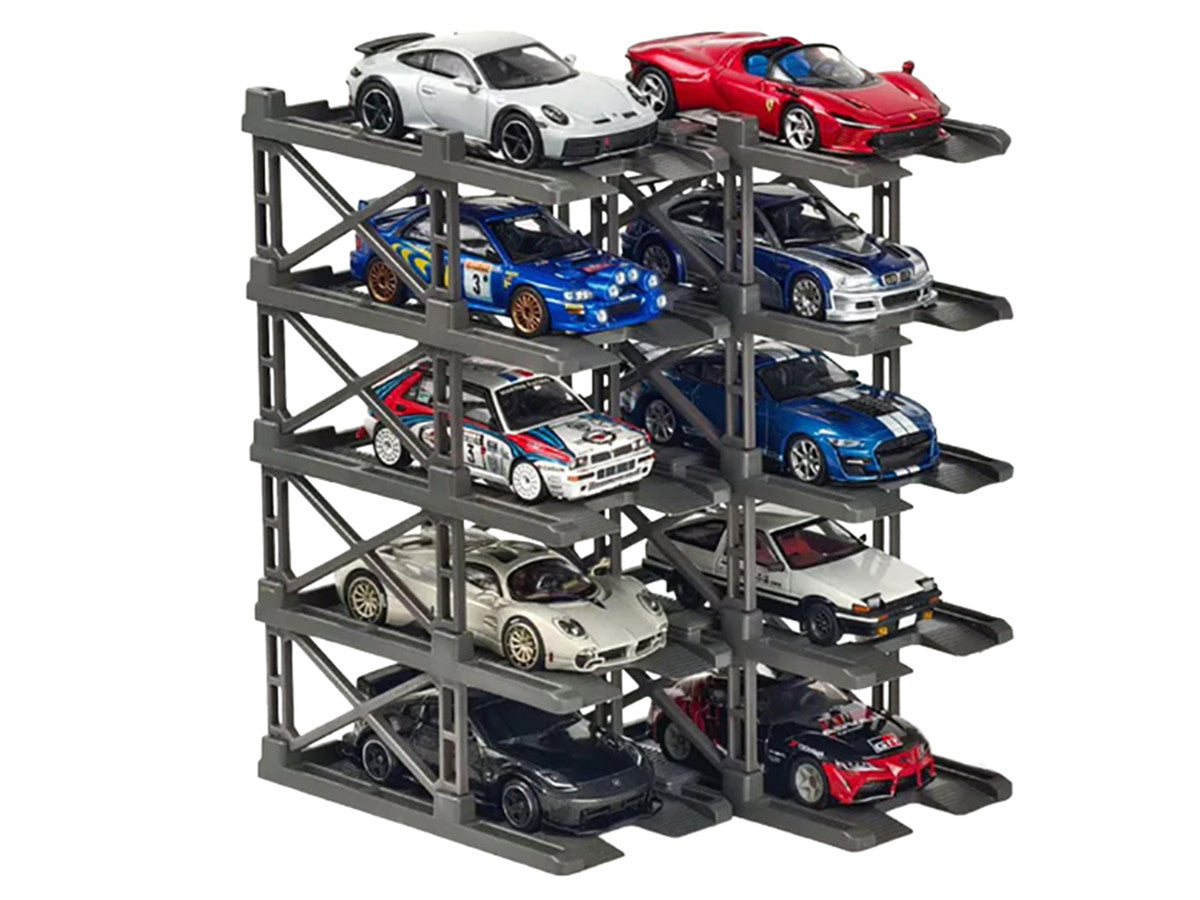 Modular Diecast 3D Parking Rack Display Stand Set of 10 Racks for 1/64 Scale Model Cars by Pitbox