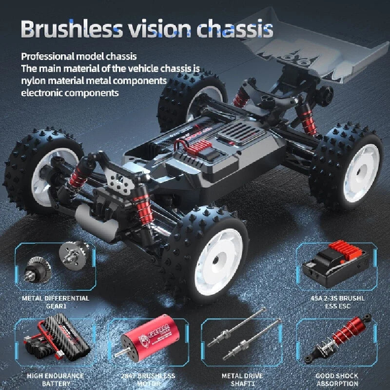 High-Speed 1/16 4WD Brushless RC Drift Car for Off-Road Adventure