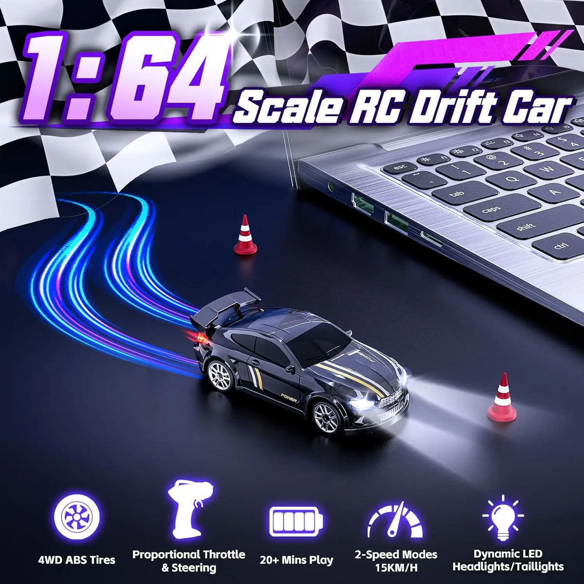 Mini Stunt RC Car — 4WD Drift & 360° Spins