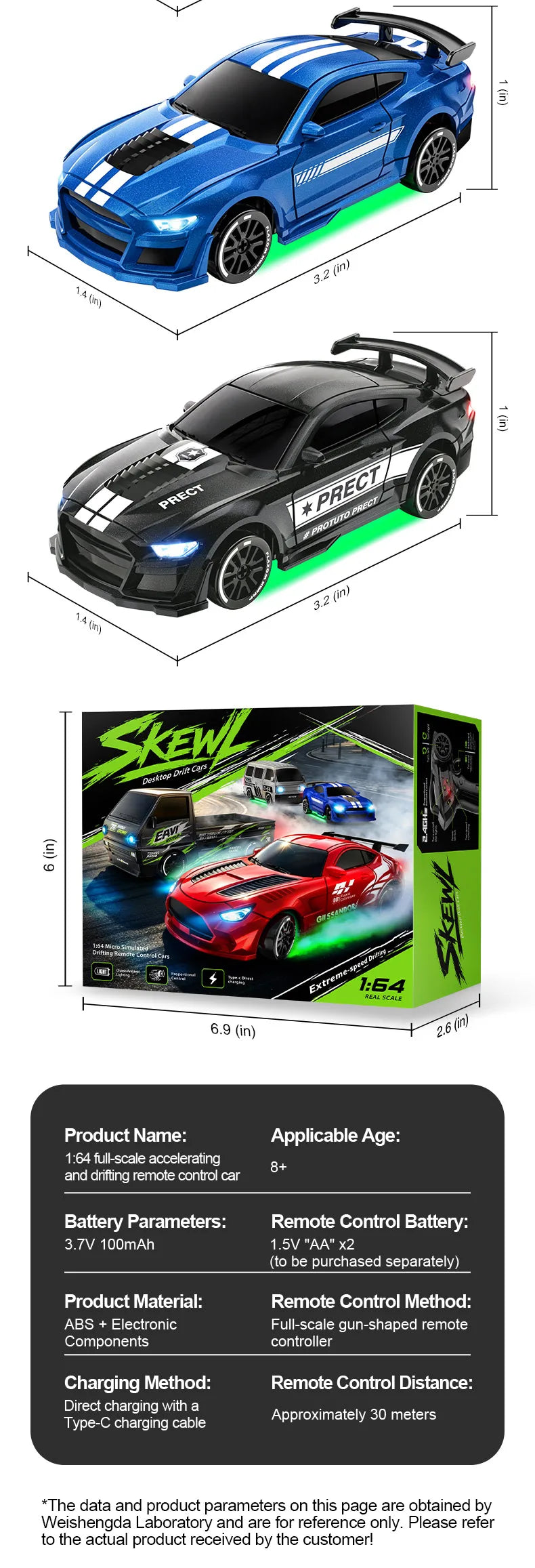 Desktop RC Drift Car — 4WD Stunts & LED Lights