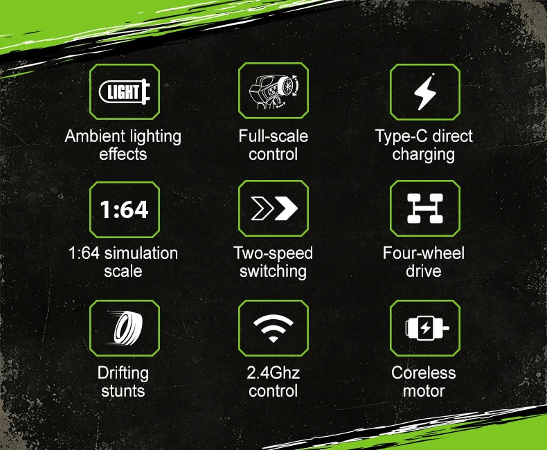 Desktop RC Drift Car — 4WD Stunts & LED Lights