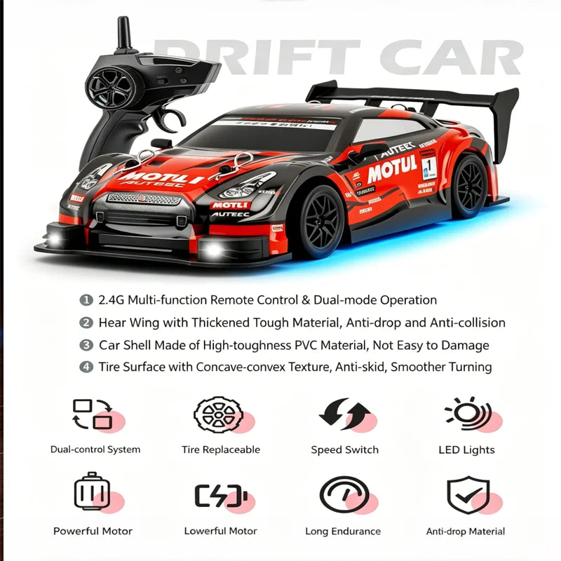 1:24 RC Drift Car — 20+ km/h Brushless Speed