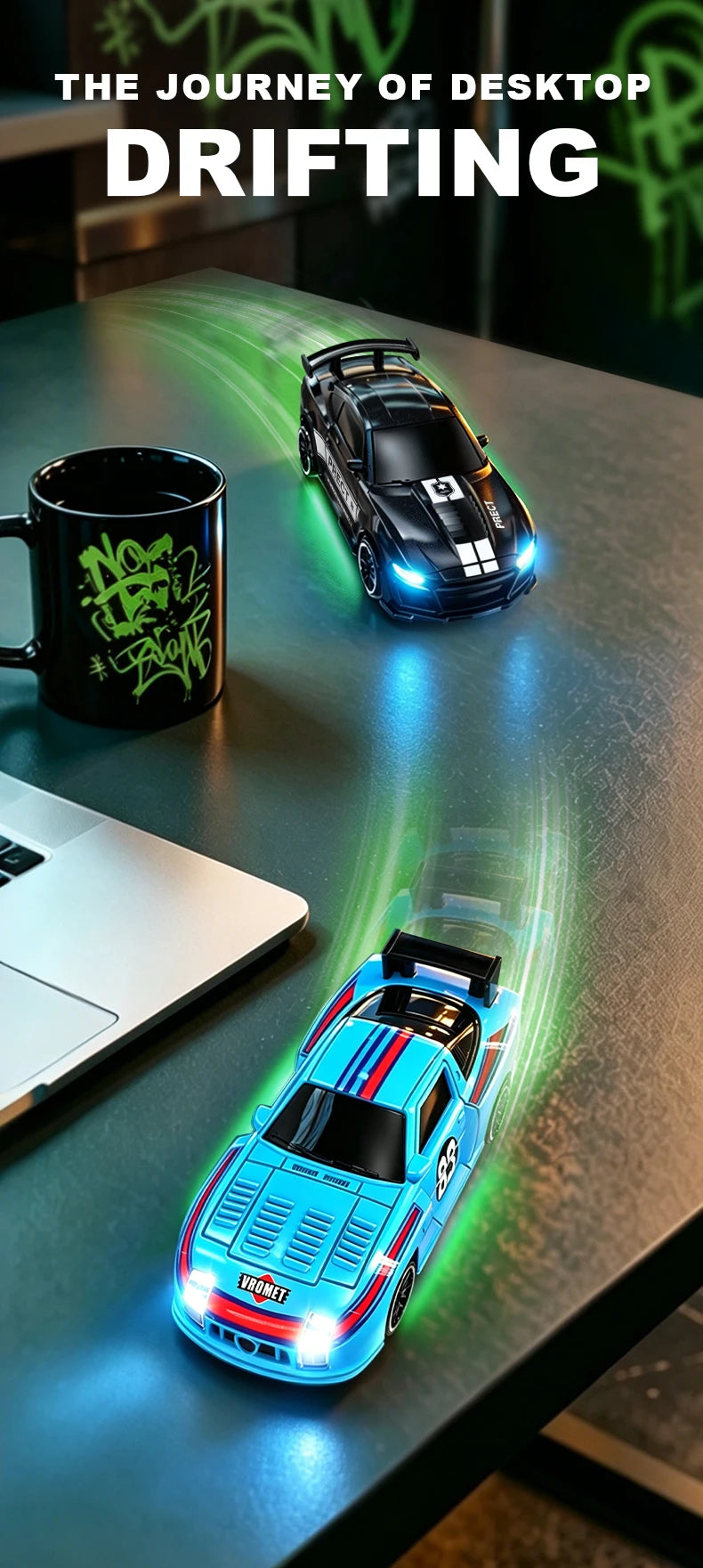 Desktop RC Drift Car — 4WD Stunts & LED Lights