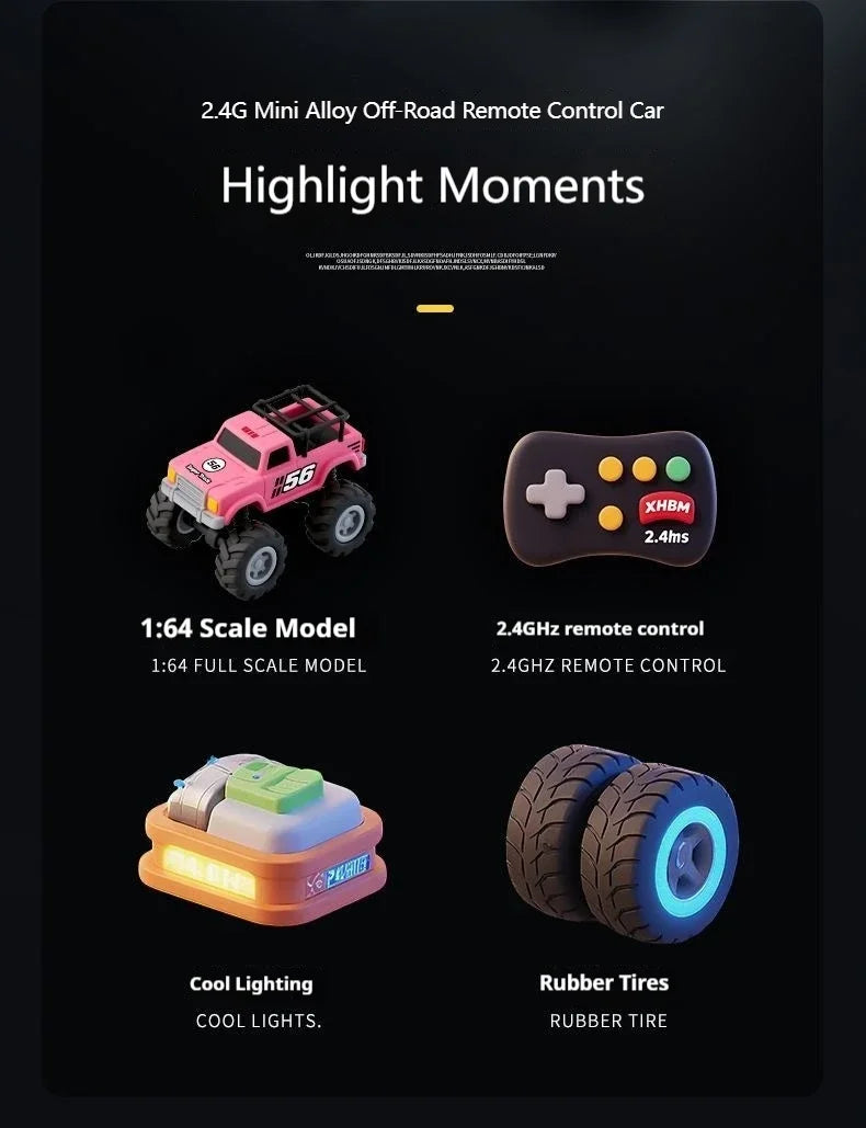 Mini Alloy RC Car — 60-Minute Battery & Metal Shell
