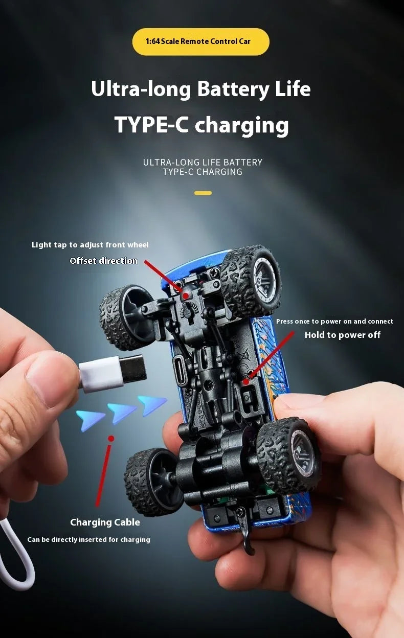 Mini Alloy RC Car — 60-Minute Battery & Metal Shell