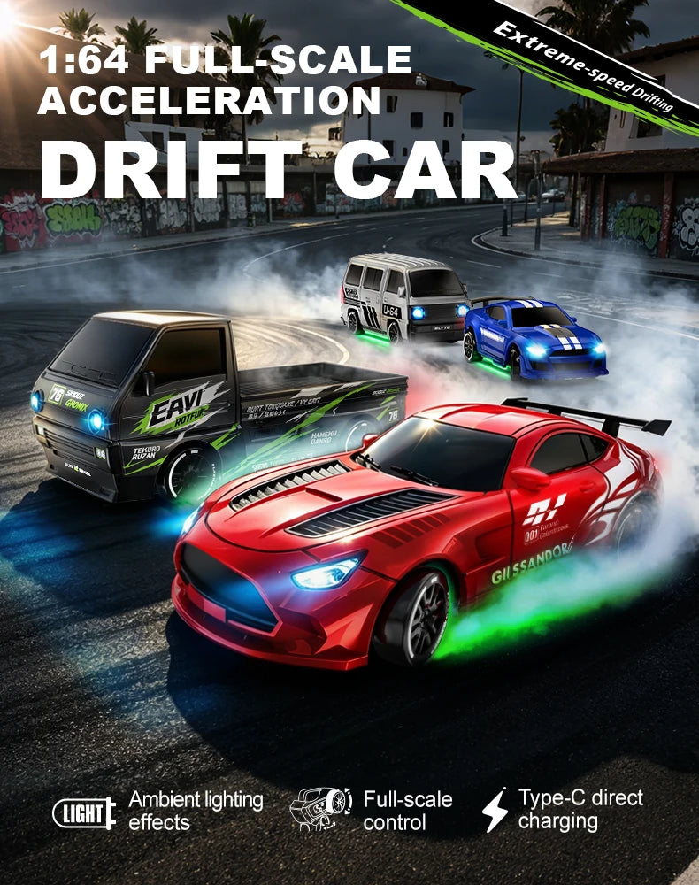 Desktop RC Drift Car — 4WD Stunts & LED Lights