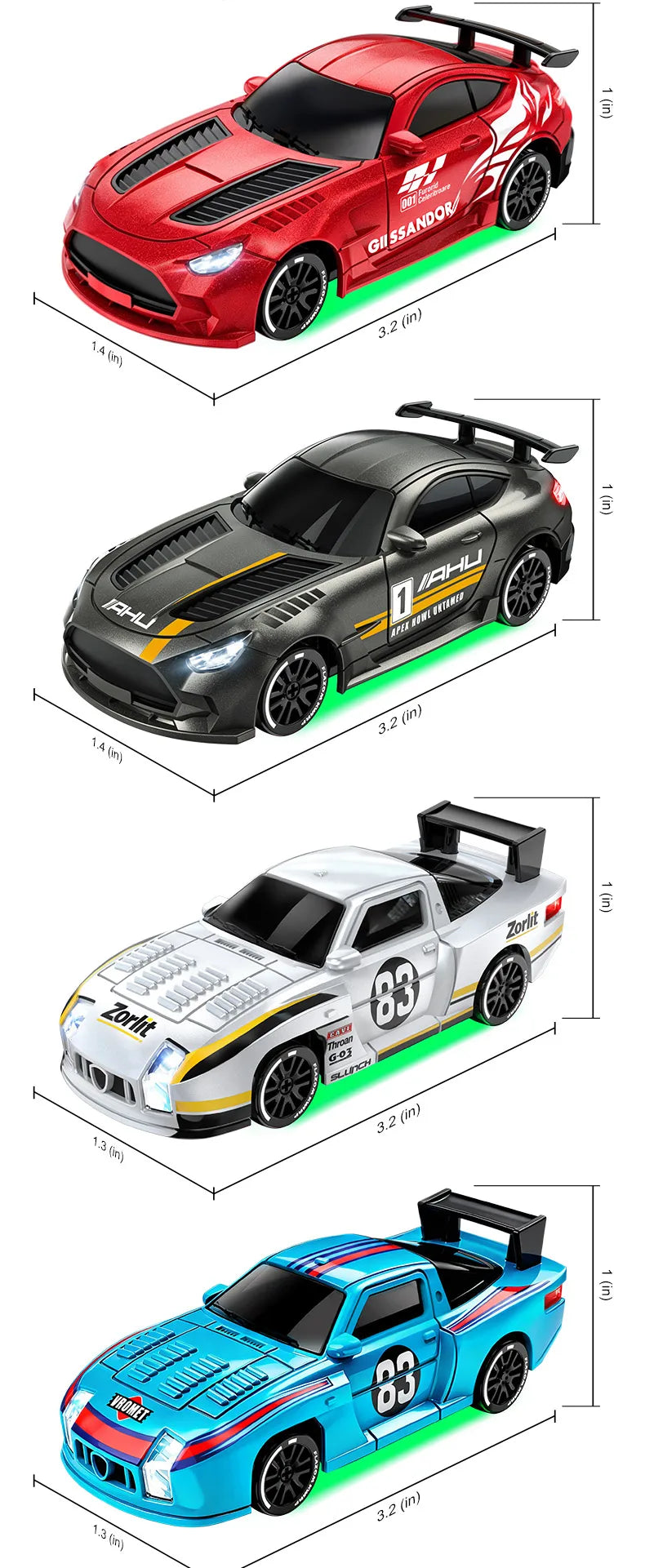 Desktop RC Drift Car — 4WD Stunts & LED Lights